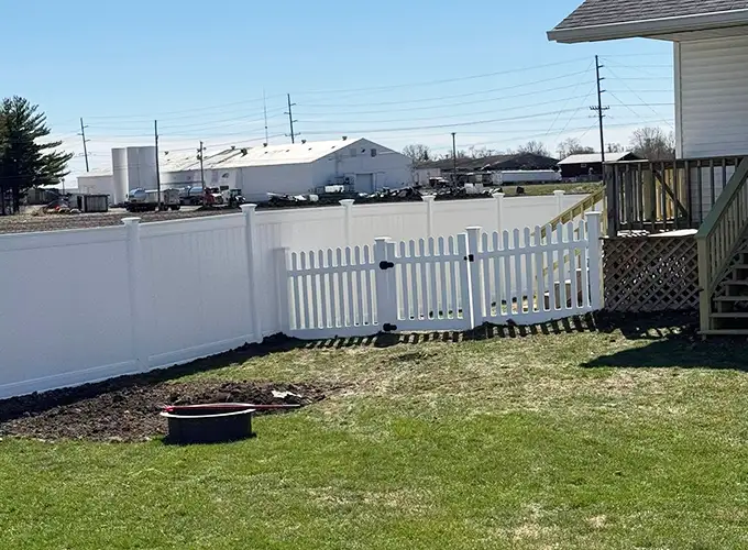 Picket Fence made out of PVC installed at a Springfield IL home
