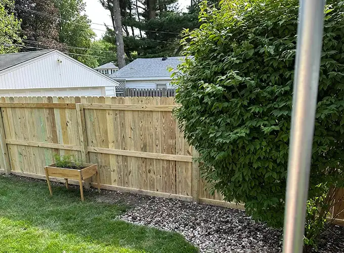 Wooden fence installed in a Springfield IL backyard